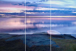 Rule of thirds
applied to a landscape image Rule of
thirds applied to a landscape image